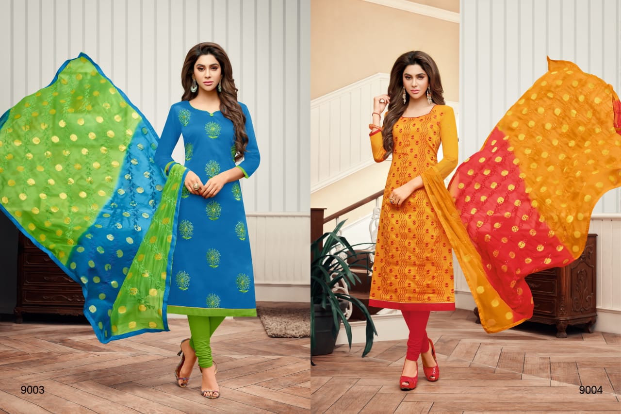 Rang Rasiya By R R Fashion 9001 To 9012 Series Beautiful Suits Stylish Colorful Fancy Casual Wear & Ethnic Wear Denting Cotton Embroidery Dresses At Wholesale Price
