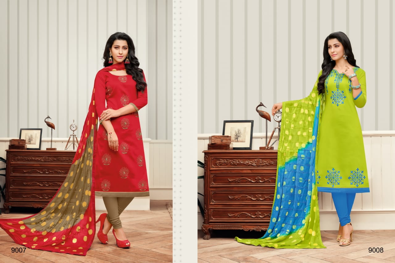 Rang Rasiya By R R Fashion 9001 To 9012 Series Beautiful Suits Stylish Colorful Fancy Casual Wear & Ethnic Wear Denting Cotton Embroidery Dresses At Wholesale Price