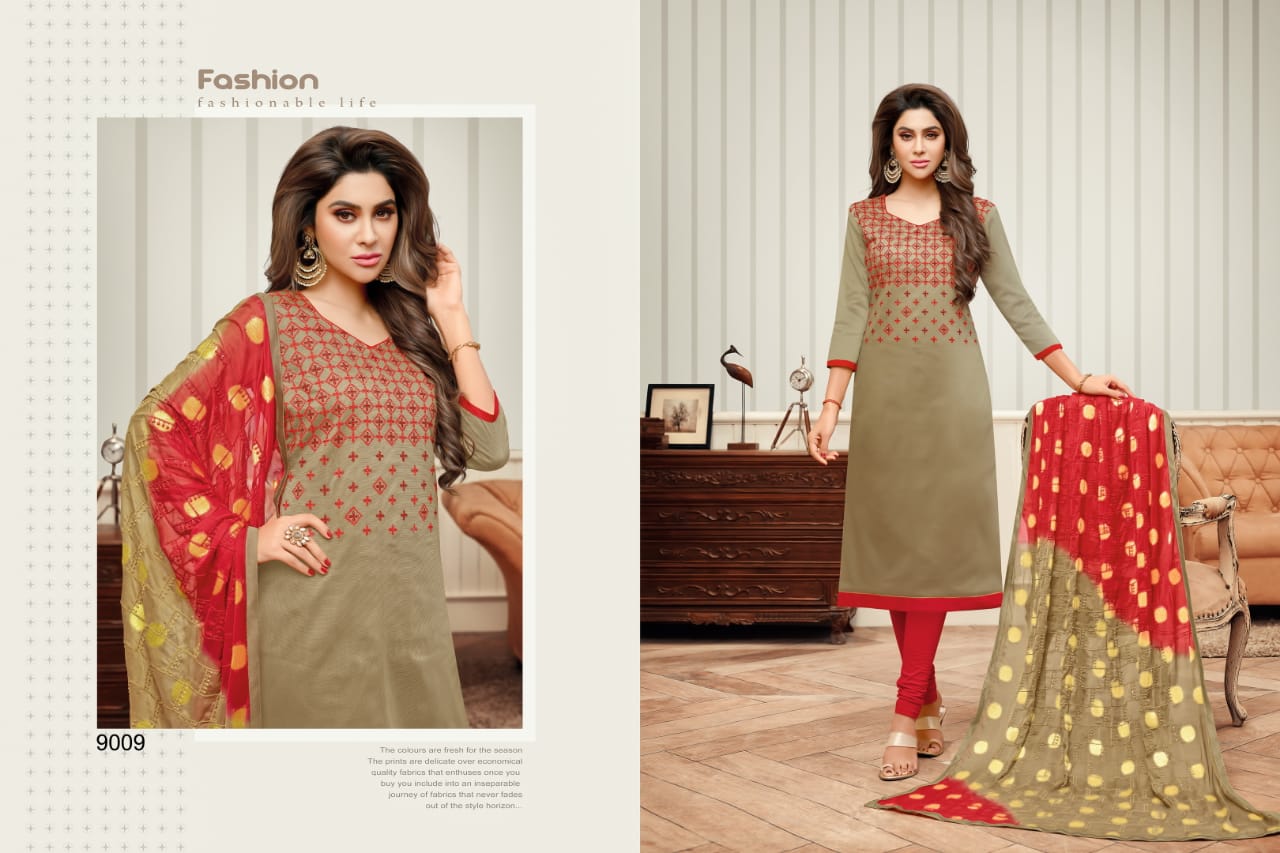 Rang Rasiya By R R Fashion 9001 To 9012 Series Beautiful Suits Stylish Colorful Fancy Casual Wear & Ethnic Wear Denting Cotton Embroidery Dresses At Wholesale Price