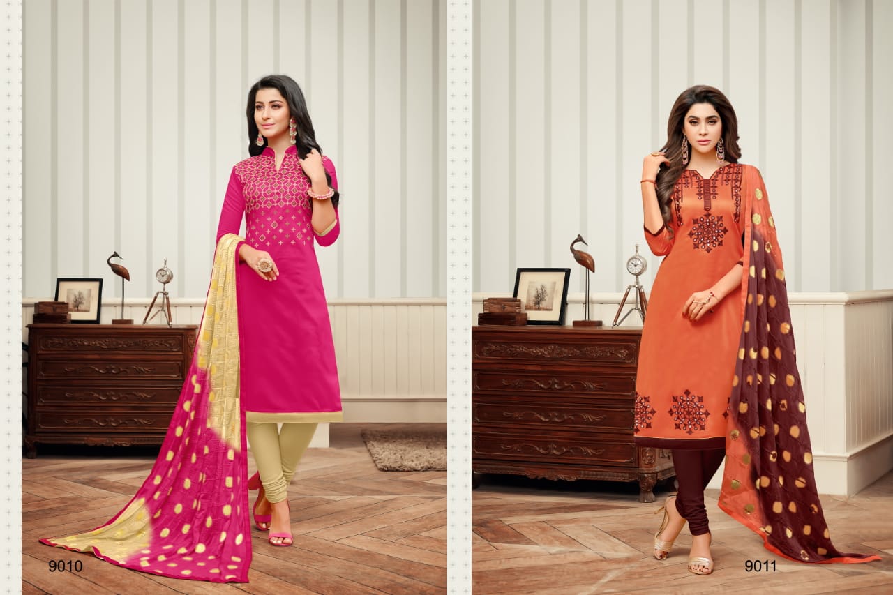 Rang Rasiya By R R Fashion 9001 To 9012 Series Beautiful Suits Stylish Colorful Fancy Casual Wear & Ethnic Wear Denting Cotton Embroidery Dresses At Wholesale Price