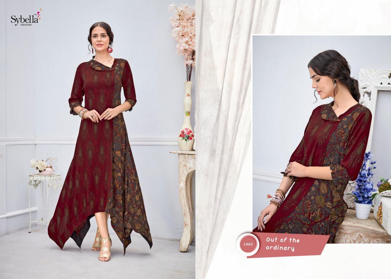 Rang Sutra By Sybella 1001 to 1006 Wear Collection Beautiful Stylish Fancy Colorful Party Wear & Occasional Wear Heavy Rayon Kurtis At Wholesale Price