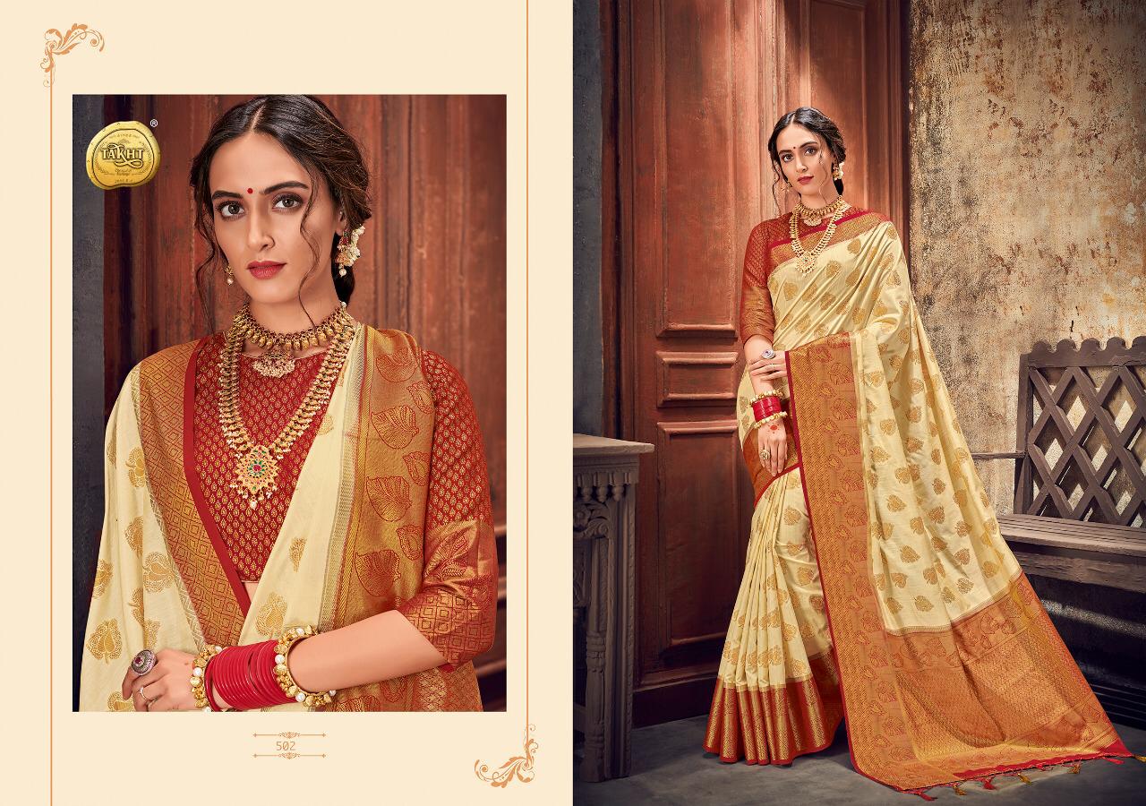 Rani Jhansi By Takht 501 To 507 Series Indian Traditional Wear Collection Beautiful Stylish Fancy Colorful Party Wear & Occasional Wear Pure Silk Sarees At Wholesale Price