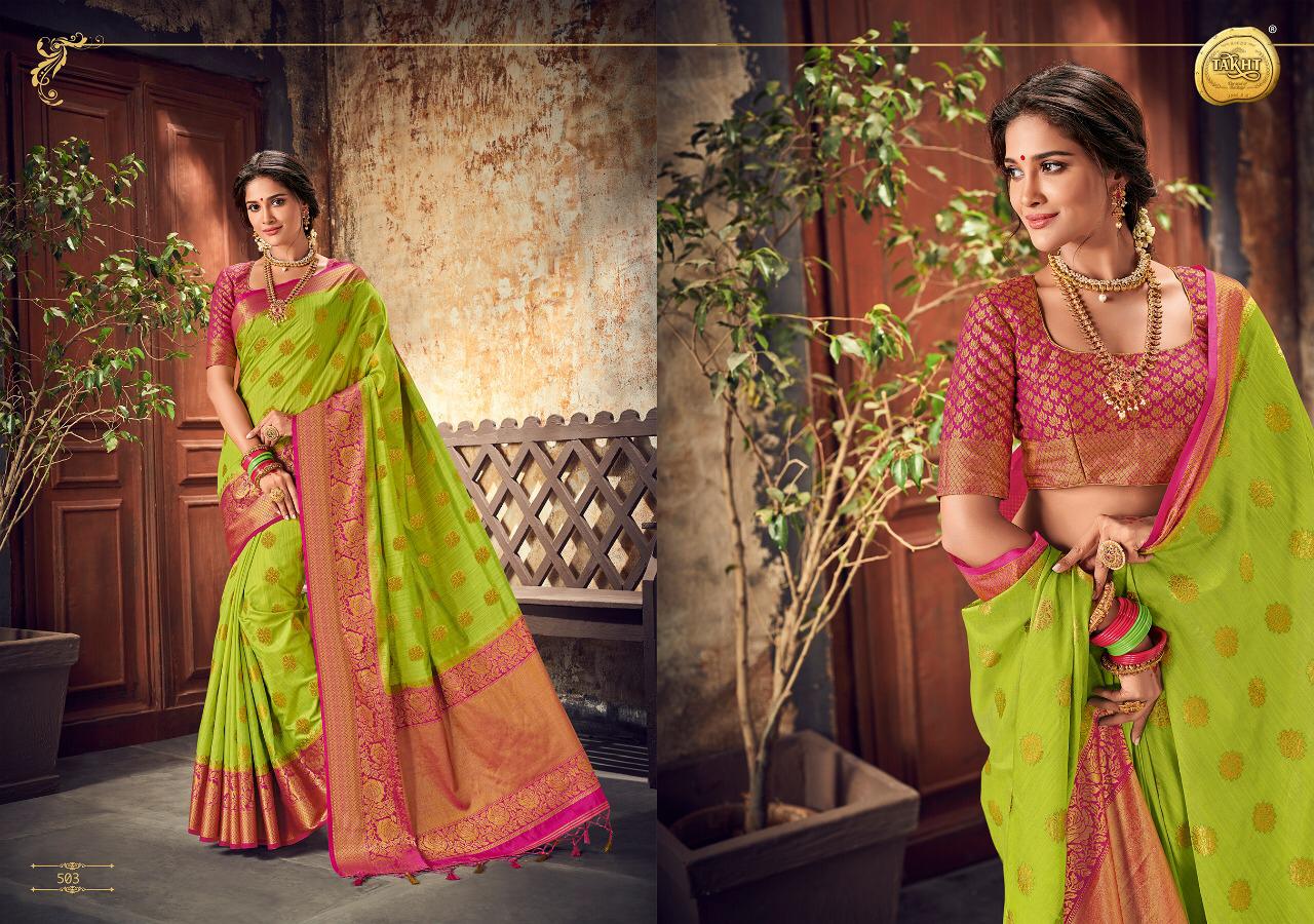Rani Jhansi By Takht 501 To 507 Series Indian Traditional Wear Collection Beautiful Stylish Fancy Colorful Party Wear & Occasional Wear Pure Silk Sarees At Wholesale Price