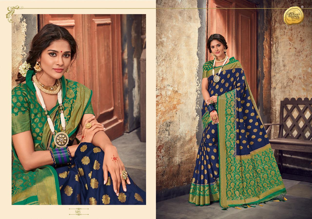 Rani Jhansi By Takht 501 To 507 Series Indian Traditional Wear Collection Beautiful Stylish Fancy Colorful Party Wear & Occasional Wear Pure Silk Sarees At Wholesale Price