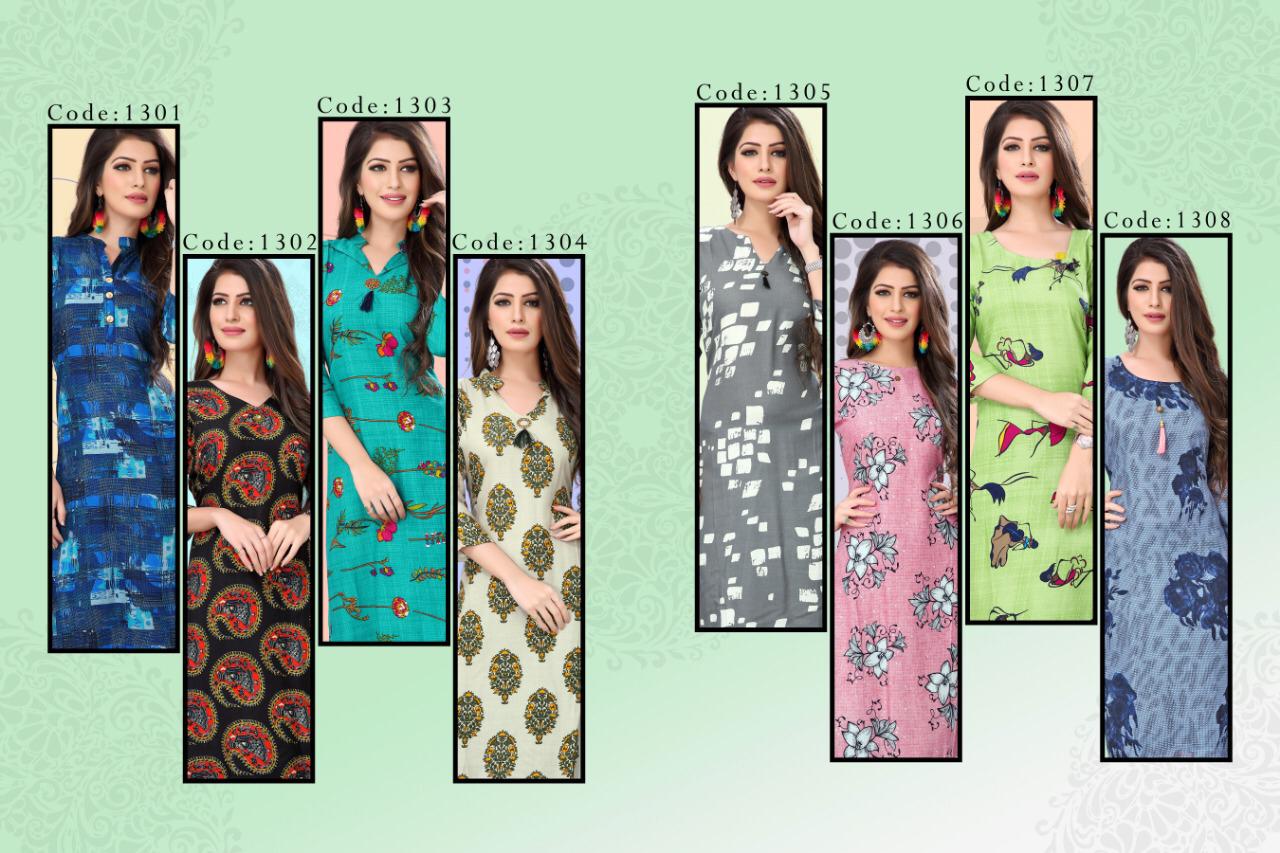 Rasberry By Watermelon 1301 To 1308 Series Beautiful Colorful Stylish Fancy Casual Wear & Ethnic Wear & Ready To Wear Rayon Print Kurtis At Wholesale Price