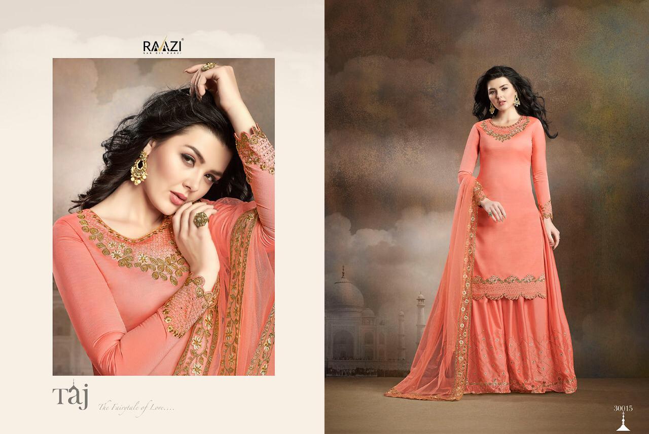 Raazi Taj Collection By Rama Fashion 30009 To 30016 Series Indian Traditional Wear Collection Beautiful Stylish Fancy Colorful Party Wear & Occasional Wear Soft Silk Embroidery Dresses At Wholesale Price