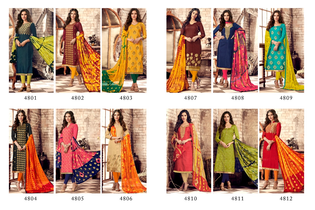 Razia Vol-3 By Rr Fashion 4801 To 4812 Series Beautiful Stylish Fancy Colorful Casual Wear & Ethnic Wear Banarasi Silk Dresses At Wholesale Price