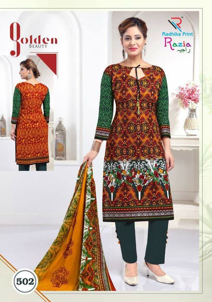Razia By Radhika Prints 501 To 510 Series Stylish Beautiful Fancy Colorful Casual Wear & Ethnic Wear Summer Collection Cotton Printed Dresses At Wholesale Price