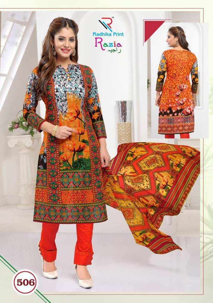 Razia By Radhika Prints 501 To 510 Series Stylish Beautiful Fancy Colorful Casual Wear & Ethnic Wear Summer Collection Cotton Printed Dresses At Wholesale Price
