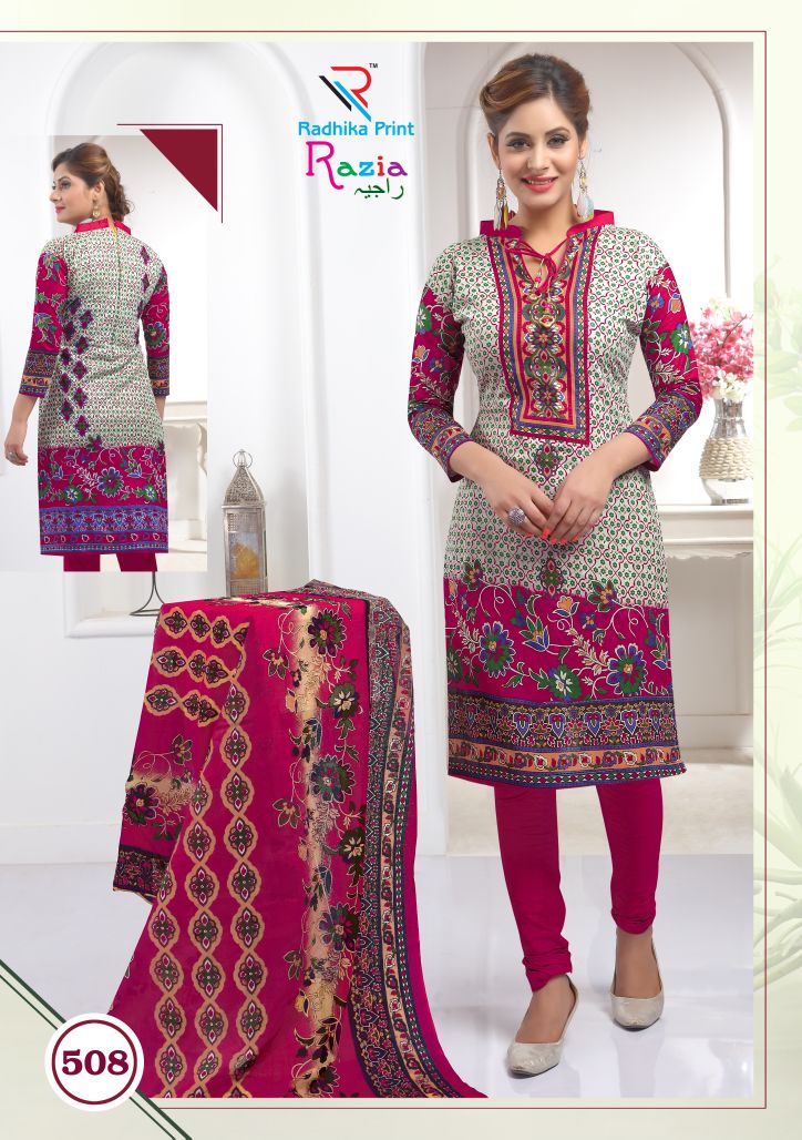 Razia By Radhika Prints 501 To 510 Series Stylish Beautiful Fancy Colorful Casual Wear & Ethnic Wear Summer Collection Cotton Printed Dresses At Wholesale Price