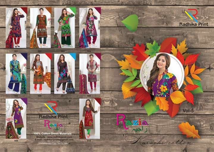 Razia By Radhika Prints 501 To 510 Series Stylish Beautiful Fancy Colorful Casual Wear & Ethnic Wear Summer Collection Cotton Printed Dresses At Wholesale Price