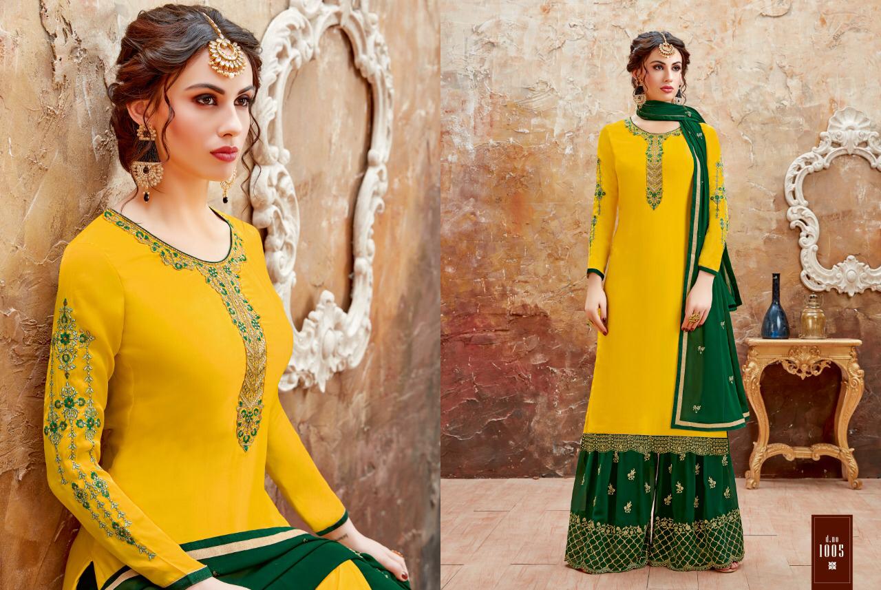 Raziya By Viksit Fab 1001 To 1008 Series Beautiful Suits Stylish Fancy Colorful Party Wear & Ethnic Wear Heavy Satin Georgette Embroidered Dresses At Wholesale Price