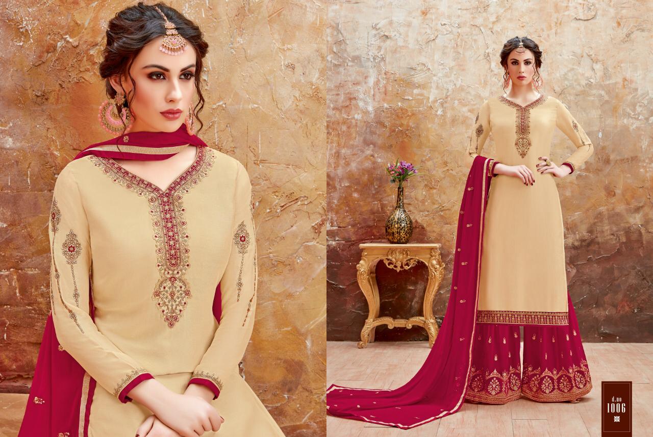 Raziya By Viksit Fab 1001 To 1008 Series Beautiful Suits Stylish Fancy Colorful Party Wear & Ethnic Wear Heavy Satin Georgette Embroidered Dresses At Wholesale Price