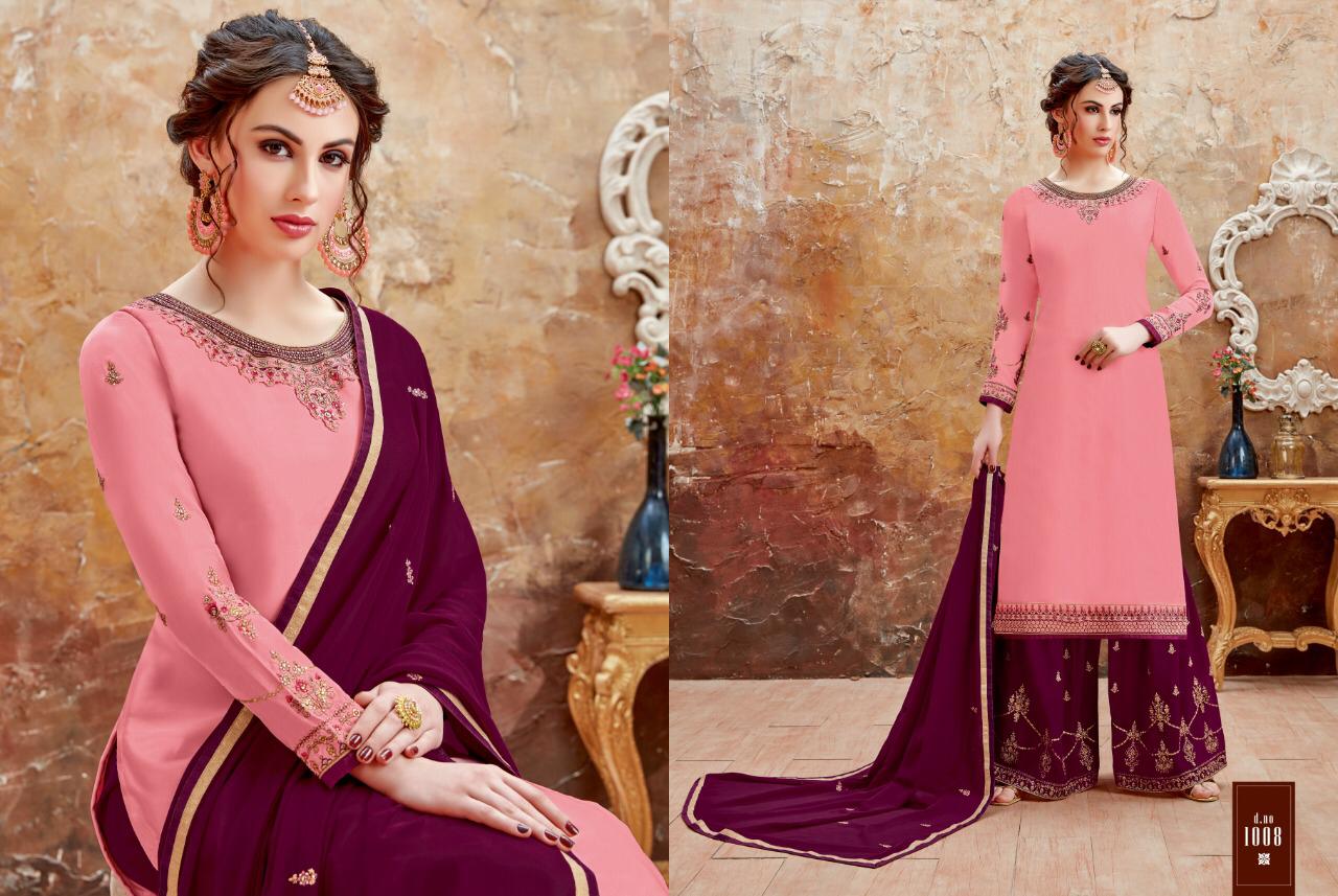 Raziya By Viksit Fab 1001 To 1008 Series Beautiful Suits Stylish Fancy Colorful Party Wear & Ethnic Wear Heavy Satin Georgette Embroidered Dresses At Wholesale Price