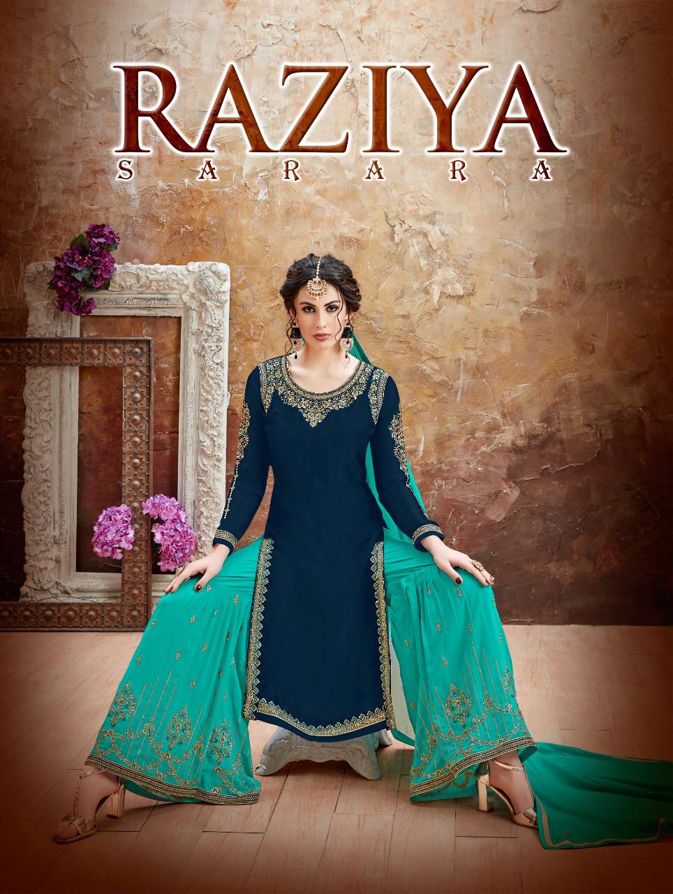 Raziya By Viksit Fab 1001 To 1008 Series Beautiful Suits Stylish Fancy Colorful Party Wear & Ethnic Wear Heavy Satin Georgette Embroidered Dresses At Wholesale Price