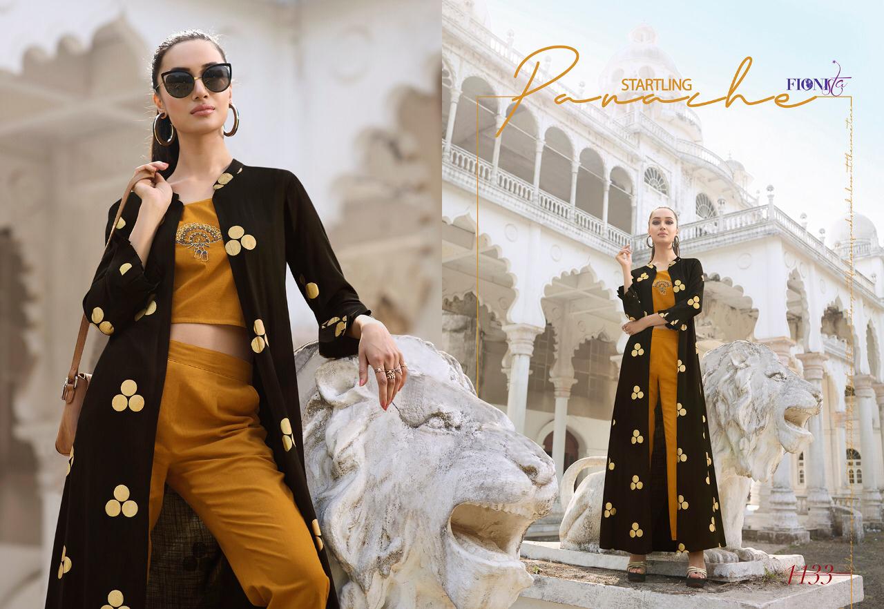 Redefining Trendz By Fionista 1131 To 1136 Series Beautiful Stylish Fancy Colorful Designer Party Wear & Ethnic Wear & Ready To Wear Rayon Kurtis With Bottoms At Wholesale Price