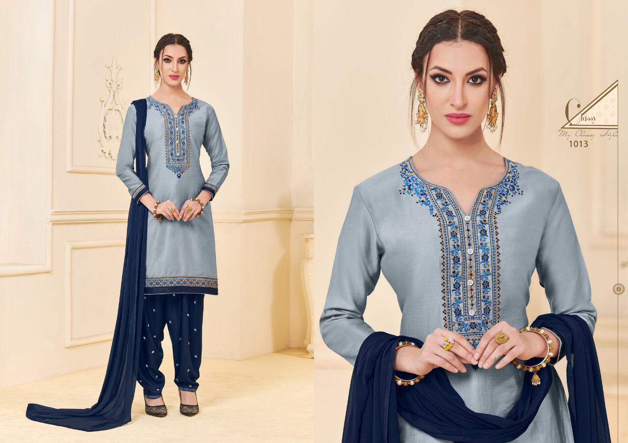 Rediment Patiyala Vol-2 By Ravi Creation 1013 To 1020 Series Beautiful Patiyala Suits Colorful Stylish Fancy Casual Wear & Ethnic Wear Satin Embroidered Dresses At Wholesale Price