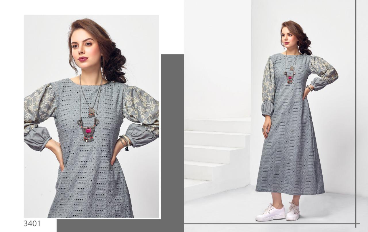 Reena Vol-2 By Nitara 3401 To 3405 Series Stylish Fancy Beautiful Colorful Casual Wear & Ethnic Wear Pure Weaving Cotton Embroidery Kurtis At Wholesale Price