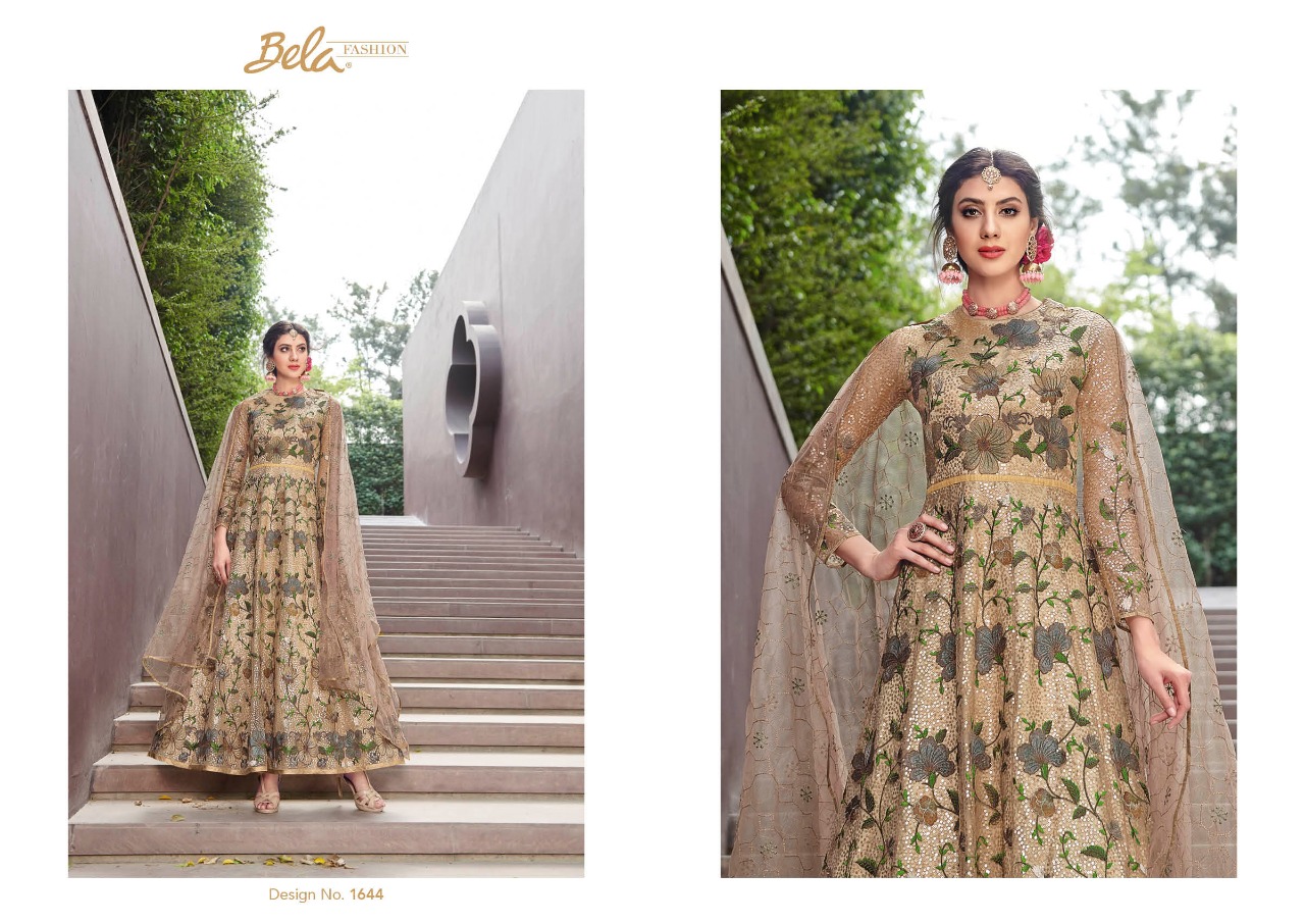Regal By Bela Fashion 1638 To 1646 Series Designer Wear Collection Anarkali Suits Colorful Stylish Fancy Beautiful Party Wear & Occasional Wear Net Embroidered Dresses At Wholesale Price