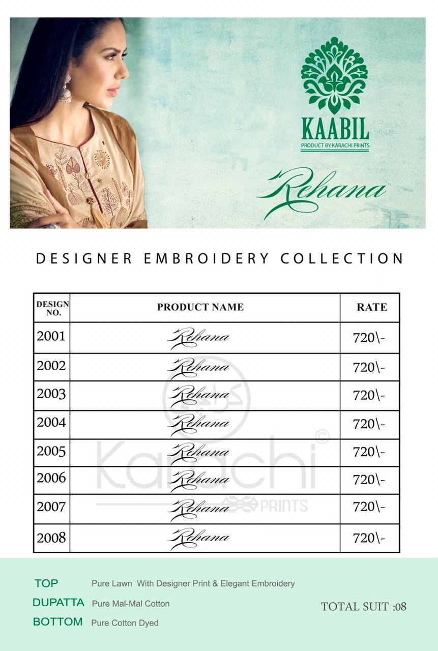 Rehana By Kaabil 2001 To 2008 Series Indian Traditional Wear Collection Beautiful Stylish Fancy Colorful Party Wear & Occasional Wear Pure Lawn With Digital Printed Dresses At Wholesale Price