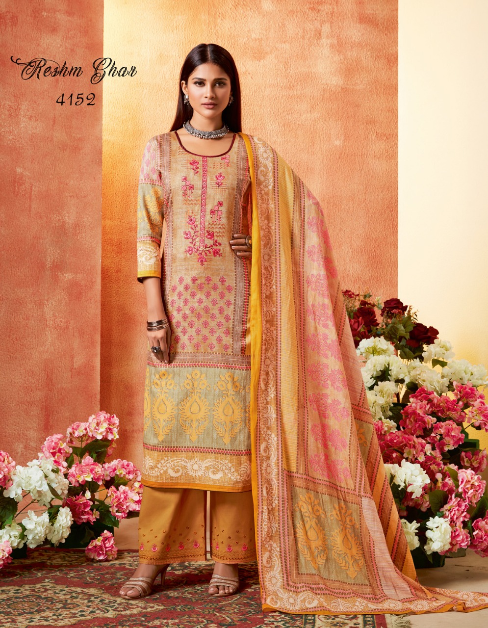 Reshm Ghar By Kessi Fabric 4151 To 4158 Series Beautiful Suits Stylish Fancy Colorful Party Wear & Occasional Wear Satin Printed With Placement Work Dresses At Wholesale Price