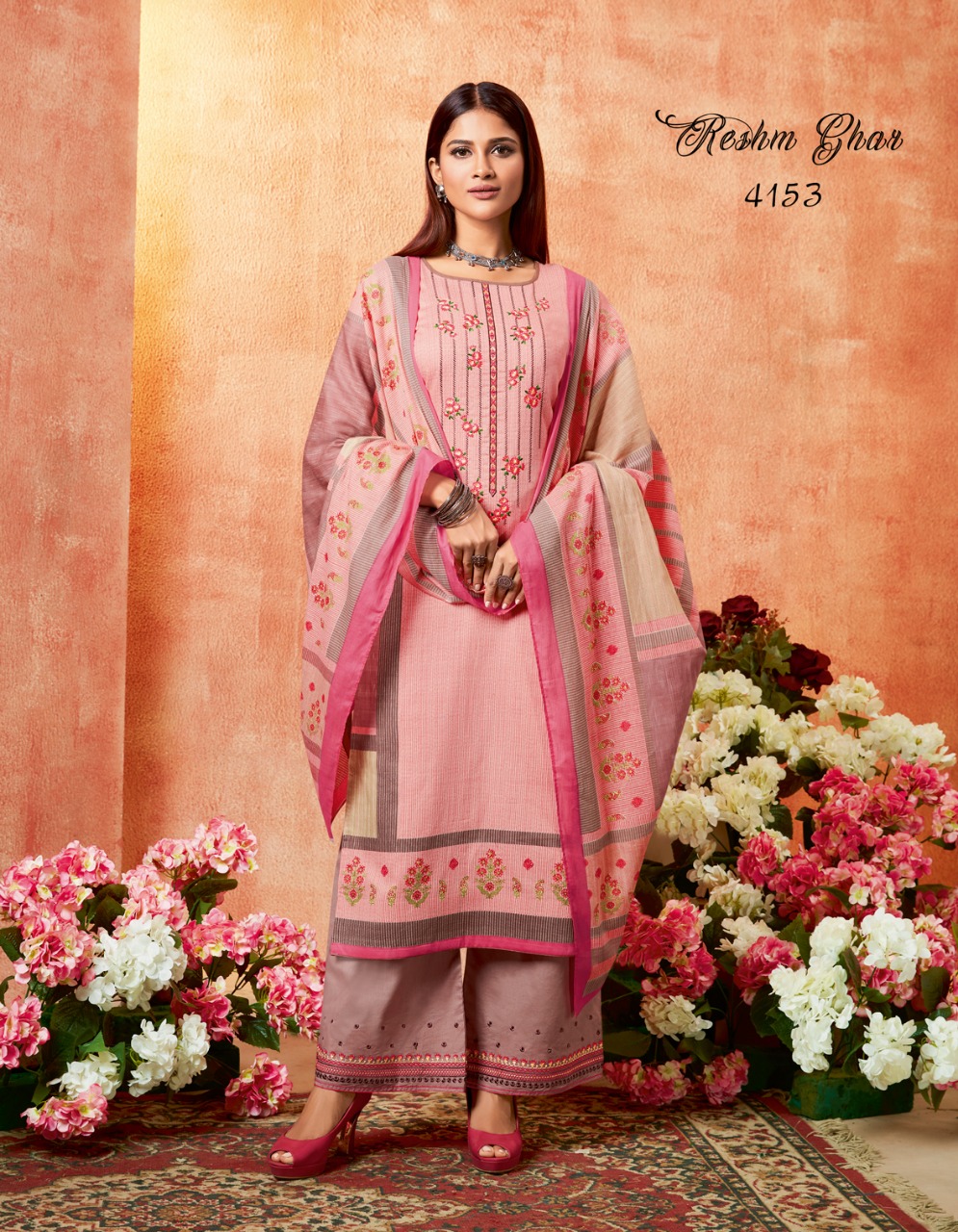Reshm Ghar By Kessi Fabric 4151 To 4158 Series Beautiful Suits Stylish Fancy Colorful Party Wear & Occasional Wear Satin Printed With Placement Work Dresses At Wholesale Price