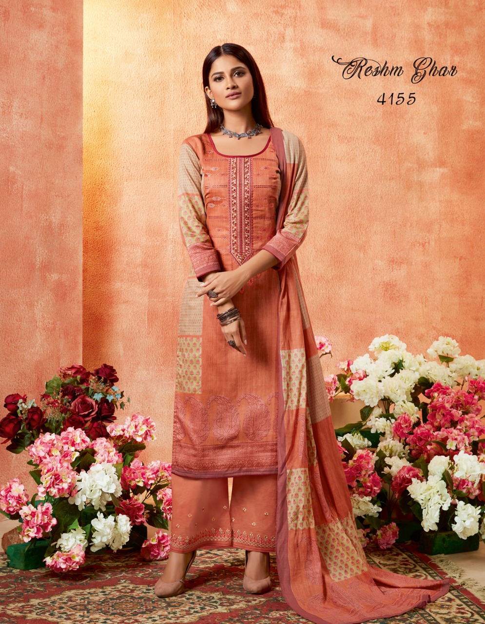 Reshm Ghar By Kessi Fabric 4151 To 4158 Series Beautiful Suits Stylish Fancy Colorful Party Wear & Occasional Wear Satin Printed With Placement Work Dresses At Wholesale Price
