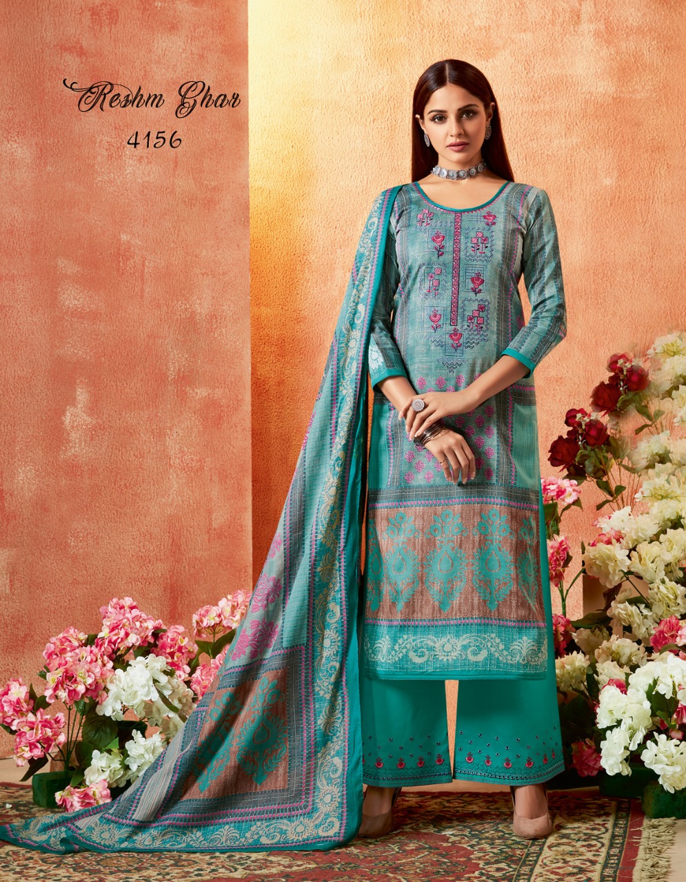 Reshm Ghar By Kessi Fabric 4151 To 4158 Series Beautiful Suits Stylish Fancy Colorful Party Wear & Occasional Wear Satin Printed With Placement Work Dresses At Wholesale Price