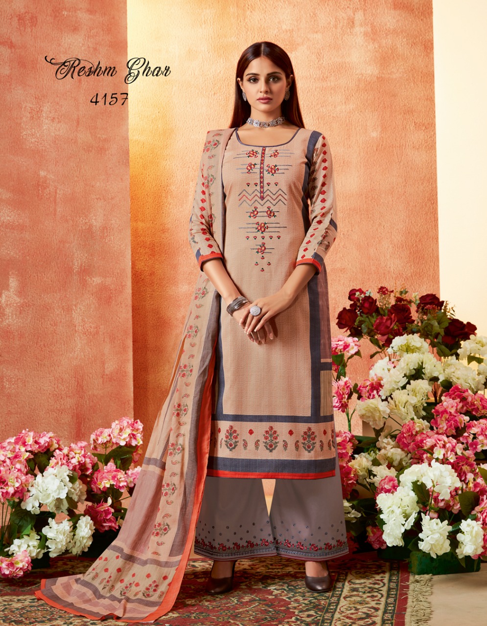 Reshm Ghar By Kessi Fabric 4151 To 4158 Series Beautiful Suits Stylish Fancy Colorful Party Wear & Occasional Wear Satin Printed With Placement Work Dresses At Wholesale Price