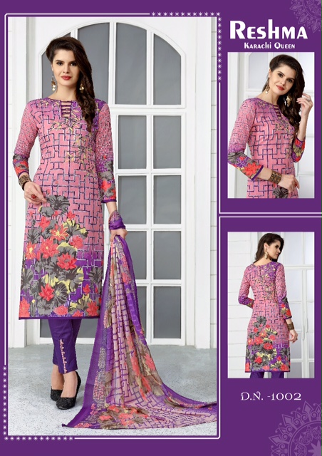 Reshma Karachi Queen By Fashid Wholesale 1001 To 1010 Series Beautiful Stylish Fancy Colorful Casual Wear & Ethnic Wear Collection Pure Cotton Printed Dresses At Wholesale Price