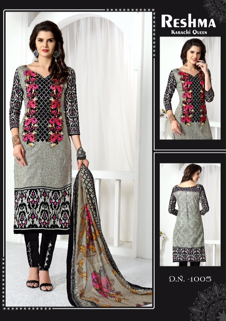 Reshma Karachi Queen By Fashid Wholesale 1001 To 1010 Series Beautiful Stylish Fancy Colorful Casual Wear & Ethnic Wear Collection Pure Cotton Printed Dresses At Wholesale Price