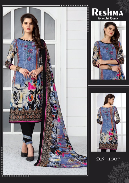 Reshma Karachi Queen By Fashid Wholesale 1001 To 1010 Series Beautiful Stylish Fancy Colorful Casual Wear & Ethnic Wear Collection Pure Cotton Printed Dresses At Wholesale Price