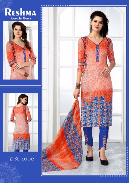 Reshma Karachi Queen By Fashid Wholesale 1001 To 1010 Series Beautiful Stylish Fancy Colorful Casual Wear & Ethnic Wear Collection Pure Cotton Printed Dresses At Wholesale Price