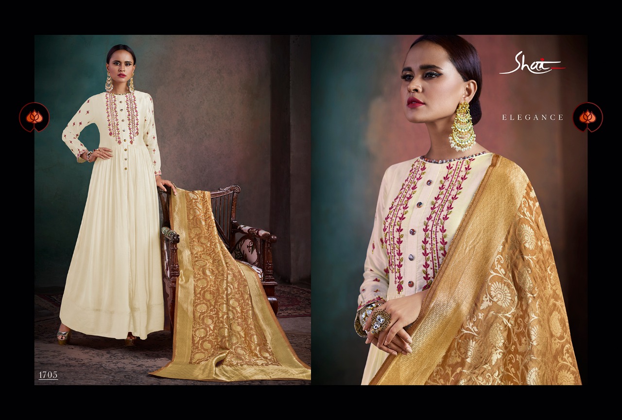 Rhythm By Shai 1701 To 1707 Series Designer Anarkali Suits Beautiful Stylish Fancy Colorful Party Wear & Occasional Wear Pure Bemberg Silk Dresses At Wholesale Price