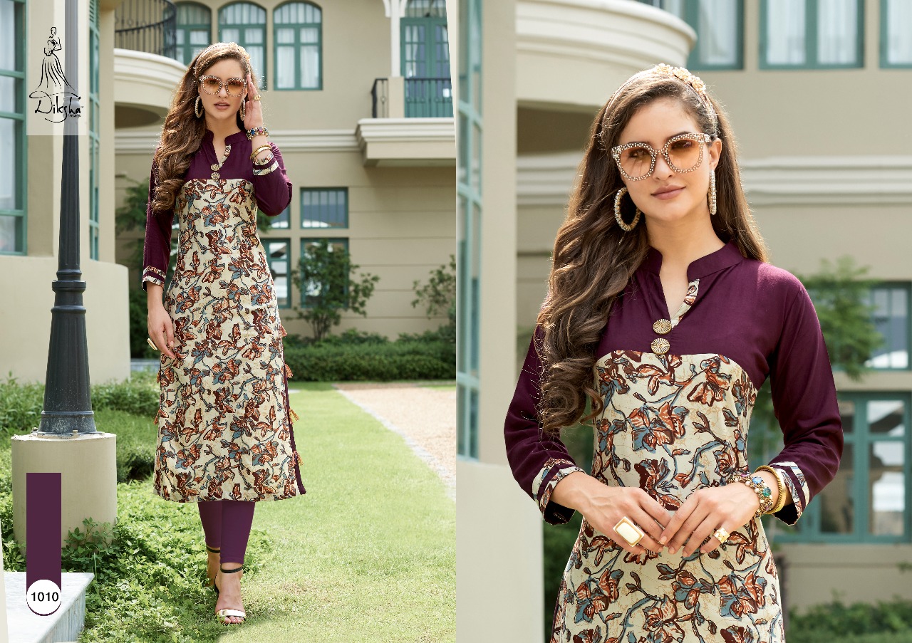 Rich Berry-1 By Diksha Creation 1001 To 1010 Series Beautiful Stylish Fancy Colorful Casual Wear & Ethnic Wear & Ready To Wear Rayon Kurtis At Wholesale Price