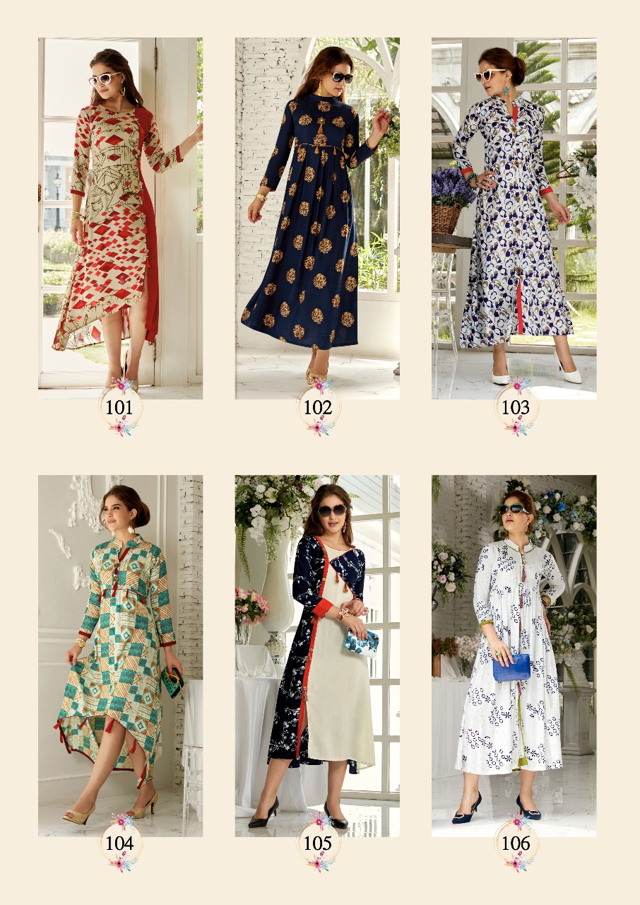 Rich Girl Vol-1 By Diksha Creation 101 To 110 Series Beautiful Stylish Fancy Colorful Casual Wear & Ethnic Wear Heavy Rayon Printed Kurtis At Wholesale Price
