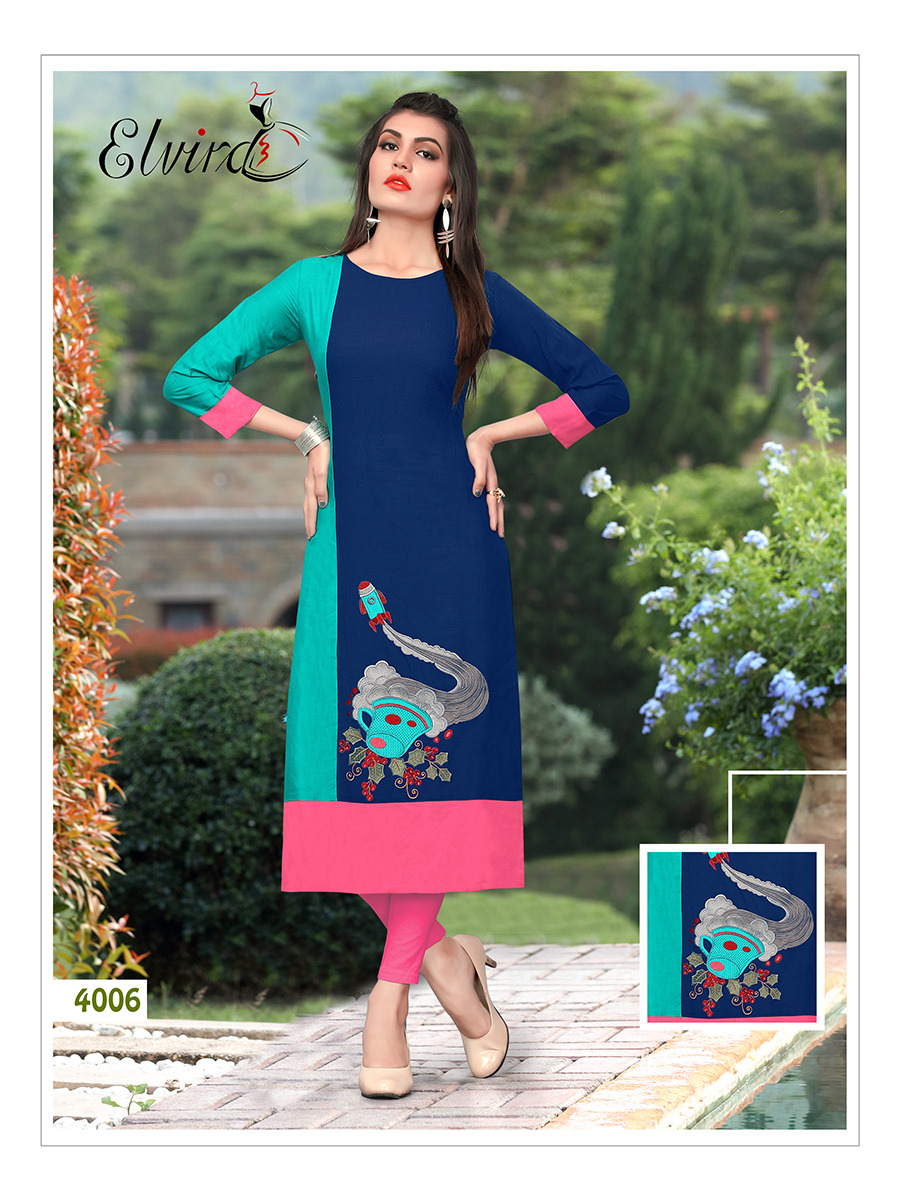 Rich Girl Vol-1 By Elvira 4001 To 4007 Series Beautiful Stylish Fancy Colorful Casual Wear & Ethnic Wear Heavy Rayon Slub Embroidered Kurtis At Wholesale Price