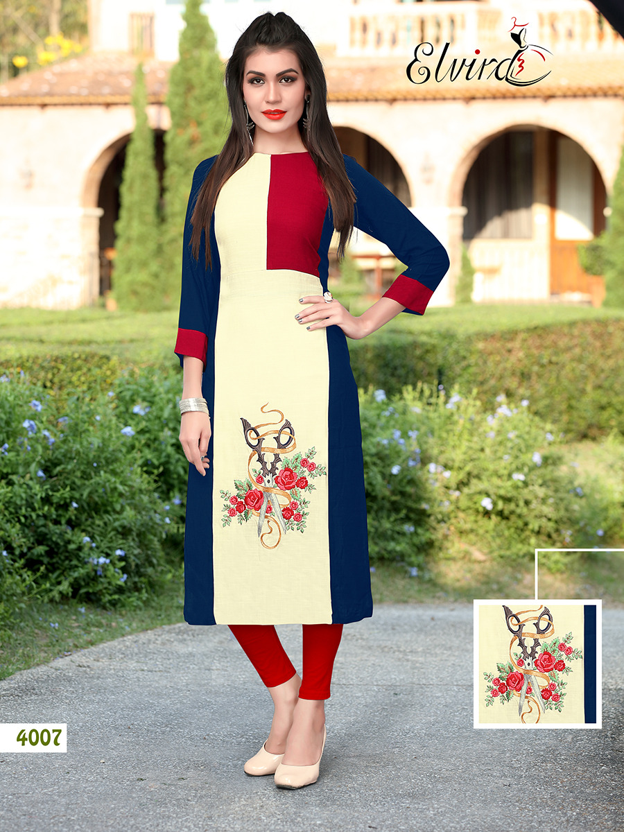 Rich Girl Vol-1 By Elvira 4001 To 4007 Series Beautiful Stylish Fancy Colorful Casual Wear & Ethnic Wear Heavy Rayon Slub Embroidered Kurtis At Wholesale Price