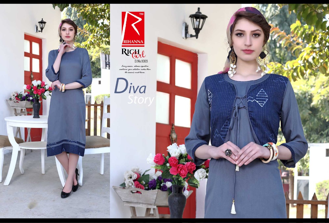 Rich Girl By Tarang 1001 To 1010 Series Stylish Colorful Fancy Beautiful Casual Wear & Ethnic Wear Collection Rayon With Jacket Kurtis At Wholesale Price