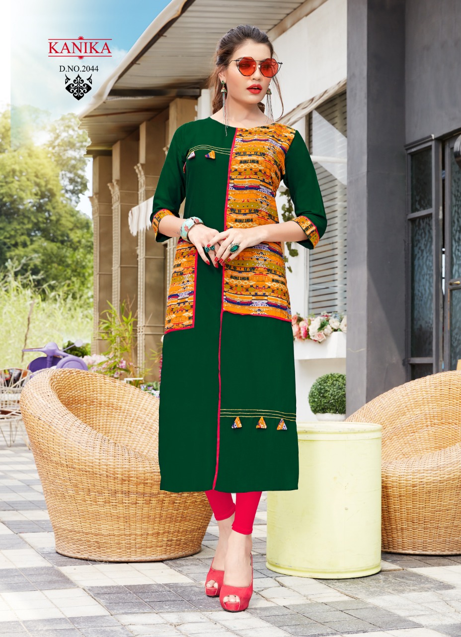 Rich Look Vol-6 By Kanika 2043 To 2050 Series Beautiful Colorful Stylish Fancy Casual Wear & Ethnic Wear & Ready To Wear Heavy Rayon Printed Kurtis At Wholesale Price
