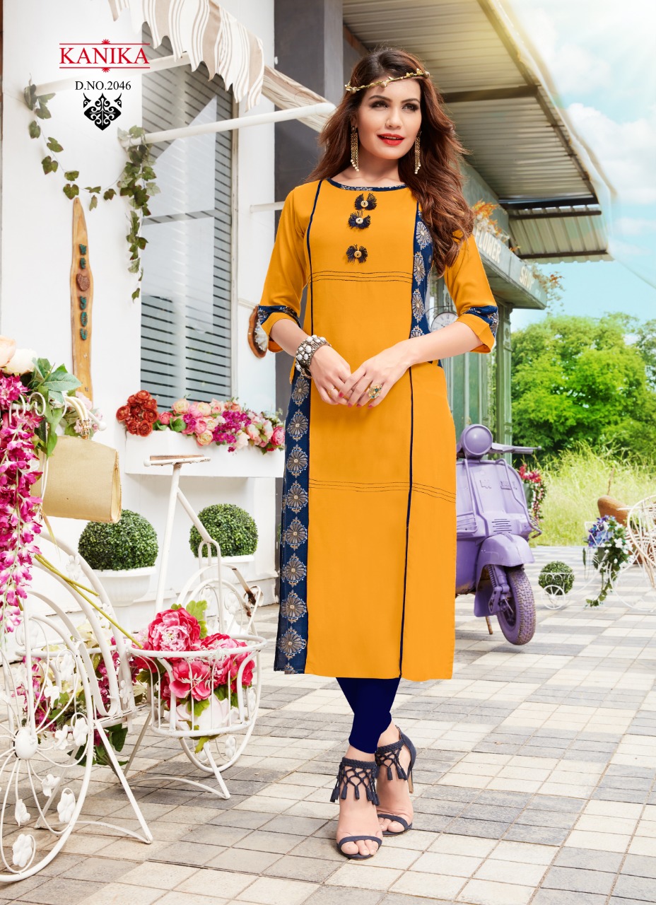 Rich Look Vol-6 By Kanika 2043 To 2050 Series Beautiful Colorful Stylish Fancy Casual Wear & Ethnic Wear & Ready To Wear Heavy Rayon Printed Kurtis At Wholesale Price