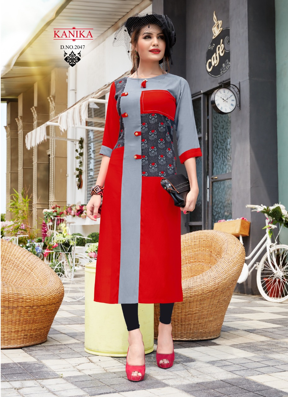 Rich Look Vol-6 By Kanika 2043 To 2050 Series Beautiful Colorful Stylish Fancy Casual Wear & Ethnic Wear & Ready To Wear Heavy Rayon Printed Kurtis At Wholesale Price