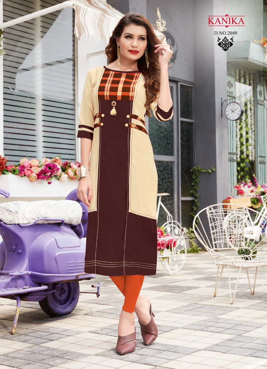 Rich Look Vol-6 By Kanika 2043 To 2050 Series Beautiful Colorful Stylish Fancy Casual Wear & Ethnic Wear & Ready To Wear Heavy Rayon Printed Kurtis At Wholesale Price