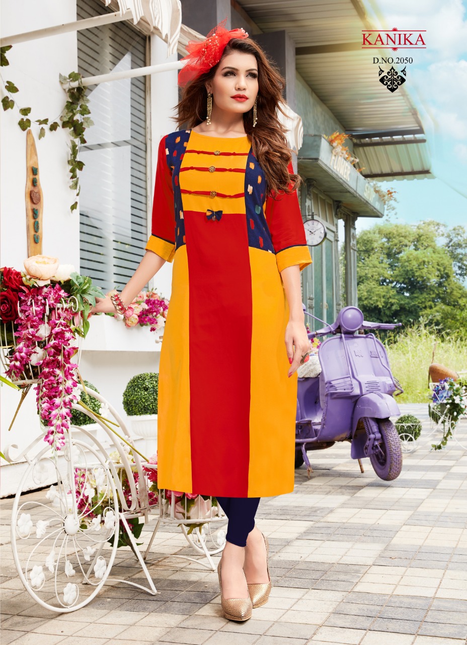 Rich Look Vol-6 By Kanika 2043 To 2050 Series Beautiful Colorful Stylish Fancy Casual Wear & Ethnic Wear & Ready To Wear Heavy Rayon Printed Kurtis At Wholesale Price