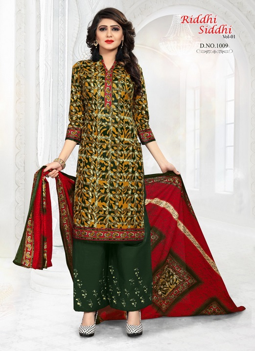 Riddhi Siddhi Vol-1 By Shree Bhairav 1001 To 1012 Series Beautiful Suits Stylish Colorful Fancy Casual Wear & Ethnic Wear Cotton Printed Dresses At Wholesale Price