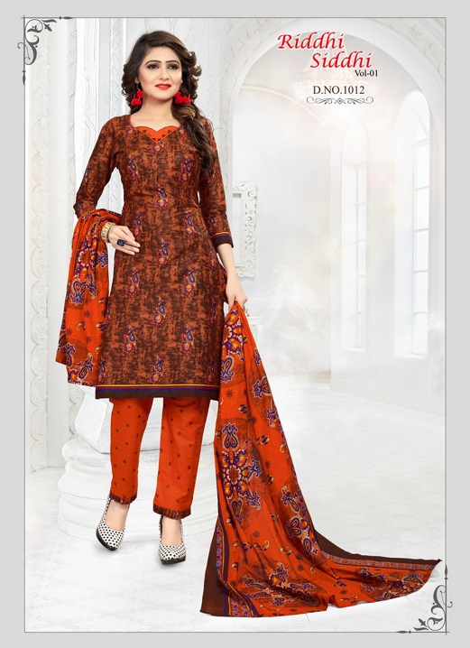 Riddhi Siddhi Vol-1 By Shree Bhairav 1001 To 1012 Series Beautiful Suits Stylish Colorful Fancy Casual Wear & Ethnic Wear Cotton Printed Dresses At Wholesale Price