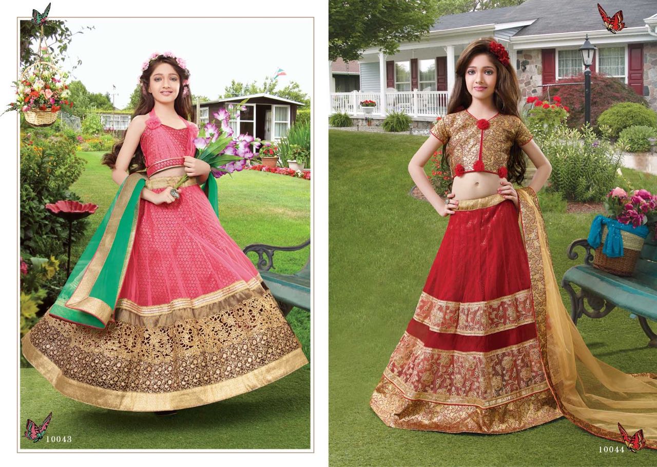 Riddhoo 10041 Series By Riddhoo Fashion 10041 To 10050 Series Designer Kids Wedding Wear Collection Beautiful Stylish Colorful Fancy Party Wear & Occasional Wear Net Lehengas At Wholesale Price