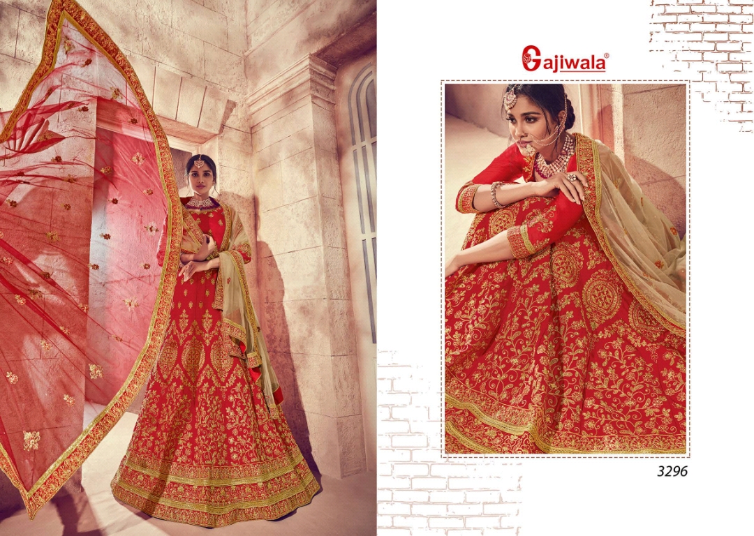 Ridhima By Gajiwala 3295 To 3305 Series Indian Bridal Wear Collection Beautiful Stylish Fancy Colorful Wedding Wear & Occasional Wear Satin Silk Lehengas At Wholesale Price