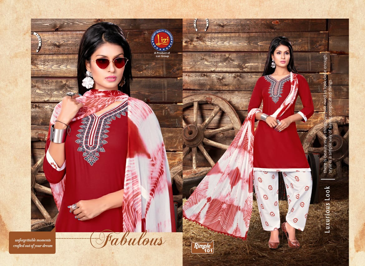 Rimple By Lizi 101 To 108 Series Beautiful Colorful Stylish Fancy Casual Wear & Ethnic Wear & Ready To Wear Heavy Rayon Printed Dresses At Wholesale Price