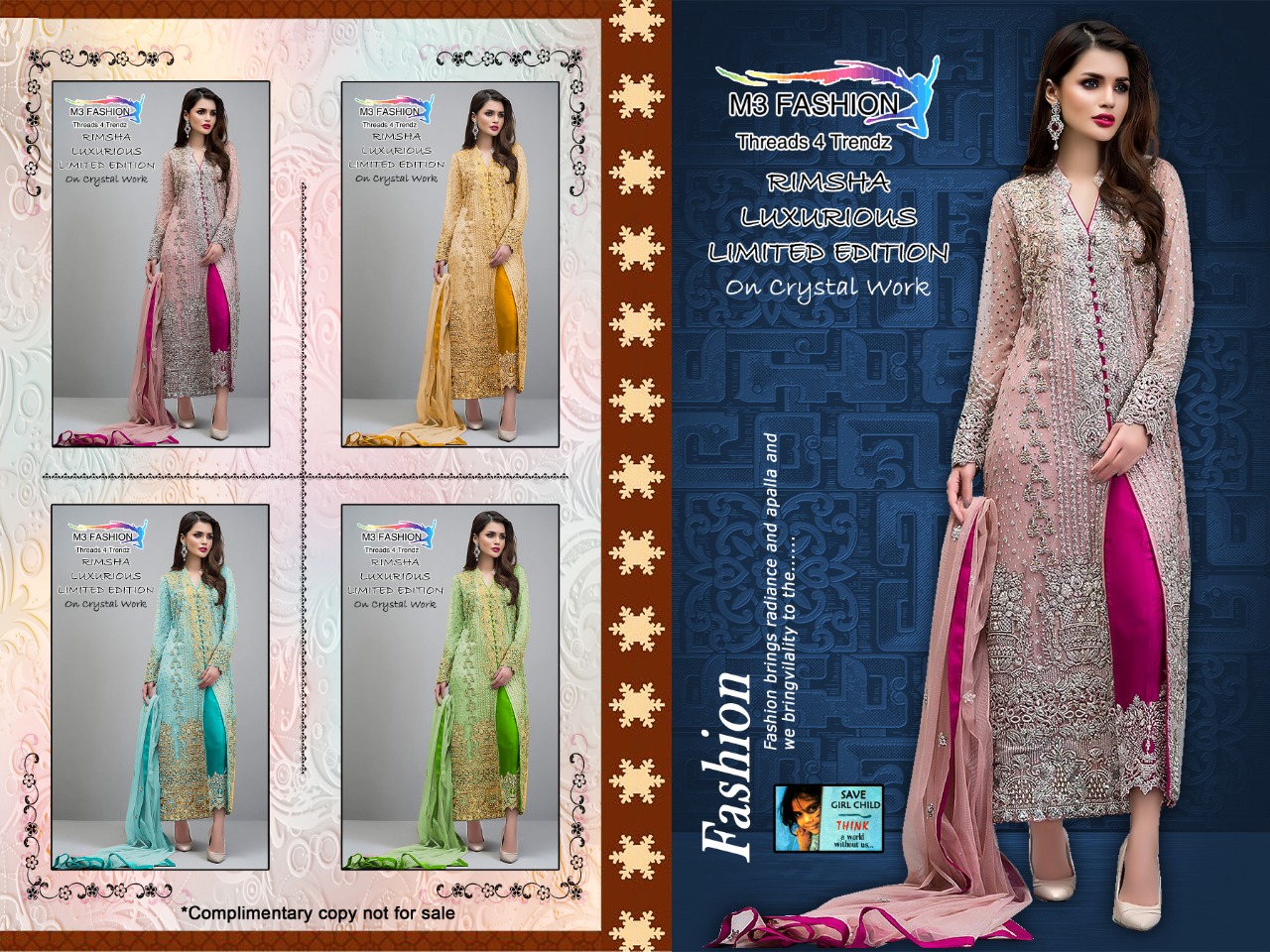 Rimsha Vol-2 By M3 Fashion 01 To 04 Series Designer Pakistani Suits Collection Beautiful Stylish Fancy Colorful Party Wear & Occasional Wear Net Embroidered Dresses At Wholesale Price
